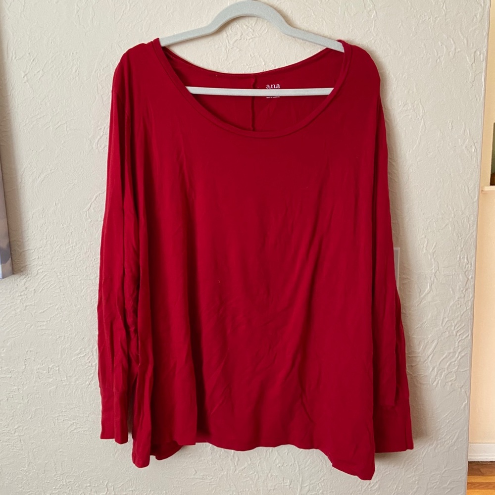 A.N.A Red Long-Sleeve Layering Top 3X